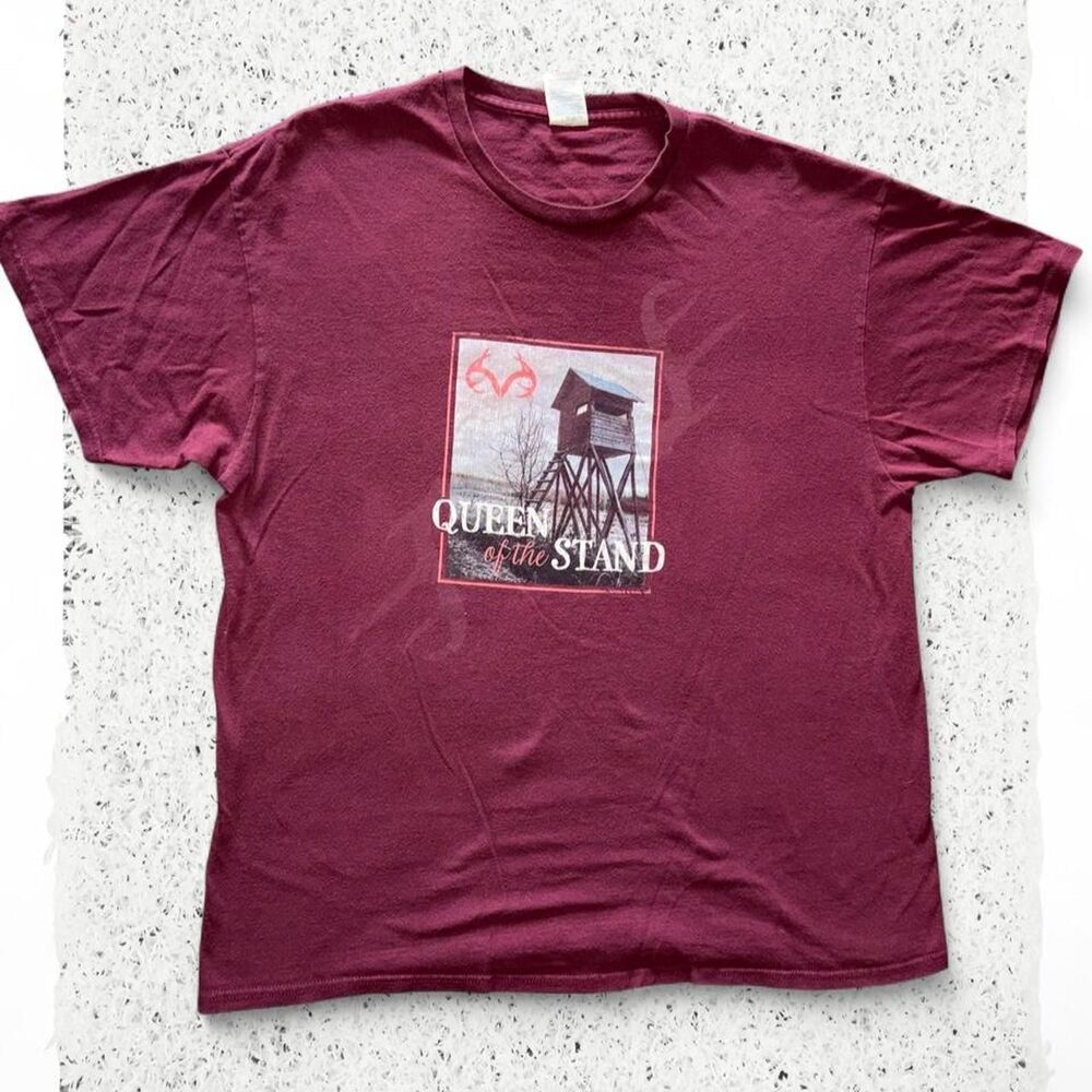 Mossy Oak Queen of the Stand burgundy t-shirt sz XL #mossyoak